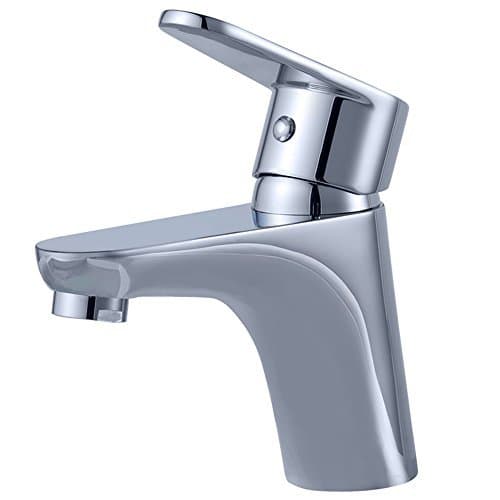Ballee Modern Bathroom Sink Tap,Single-Handle Monobloc Solid Brass Basin Hot and Cold Mixer Tap Faucet Chrome 7908 ¡­