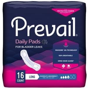 (Pack of 16) Prevail Bladder Control Pads Moderate Absorbency, White by First Quality Model# BC013 (1 Pack of 16 Pads)