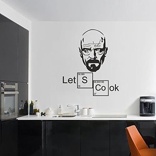 Let's Cook- Periodic Table Elements Wall Decals Stickers Breaking Bad Decal Vinyl Lettering Quotes for Kitchen(White, 46'' x39'').