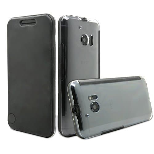 HTC 10 case,HTC 10 Transparent View Case Smart Displaying Flip Protective Cover AaBbDd Professional Cell Phone Holster (Black)