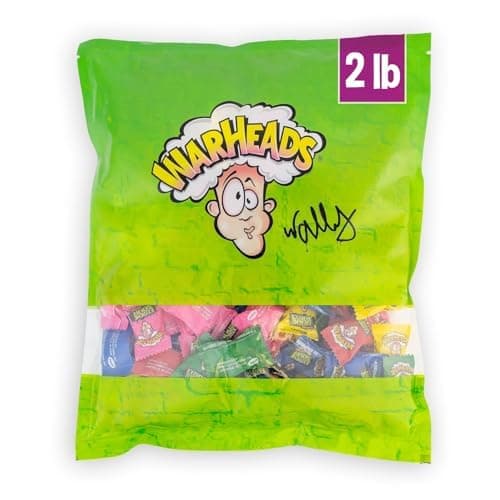 WARHEADS - Extreme Sour Hard Candy - Sour Apple, Black Cherry, Blue Raspberry, Lemon & Watermelon Flavors, Great For Parades - 2 lb. Bulk Bag