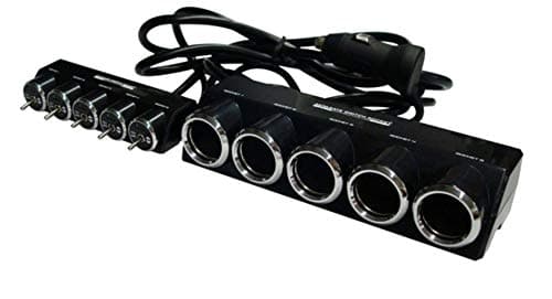 Japan KX-146 Auto Car ON/Off Seperate Toggle Switch 5WAY Blue LED Light Multi Socket 12V Cigar Jack Outlet, Total 9A (110W)