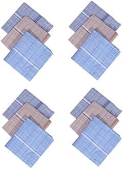 Kuber Industries Cotton 12 Piece Men's Handkerchief Set - Multicolour (CTKTC05641), Standard