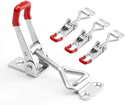 Houkiper 4-Pack Pull Latch - Metal Adjustable Door Cabinet Box Case Toggle Latch Hasps Toggle Clamp - 360 Lbs Capacity (S (3.51.10.8))