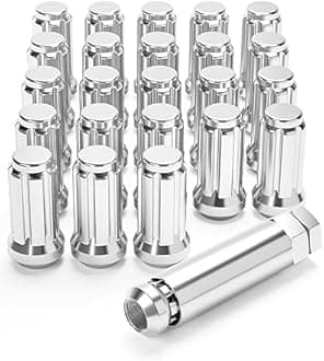 M14x1.5 Spline Lug Nuts with Cone Seat, Chrome Plated Wheel Lug Nuts Compatible with Chevrolet Silverado Suburban 1500 Ford Expedition F-150 Ram 1500& More, Set of 24