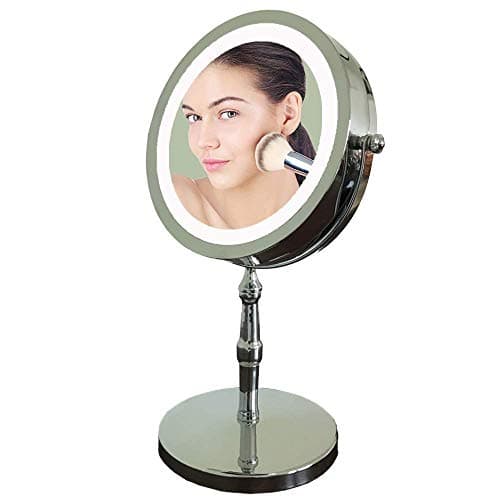 Lansi Lighted Makeup Mirror,5X Magnifying Mirror with Light,LED Vanity Mirror,Double-sided Cosmetic Mirror with Manual Switch,Round Shape,360° Rotation