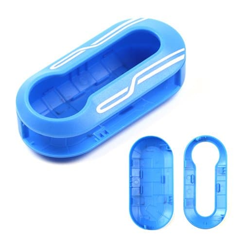 TOFNK Replacement Purple Blue Wave Print Remote Housing Key Shell Case replacement for Fiat 500 (Blue)