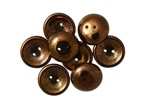 4pcs Czech Pressed Glass Cup Button Beads 2-Hole, 14mm, Jet Bronze