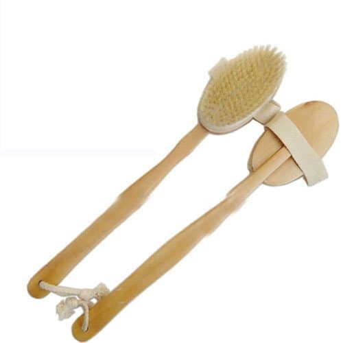 Long Handle Natural Wood Bath Body Brush Back Spa