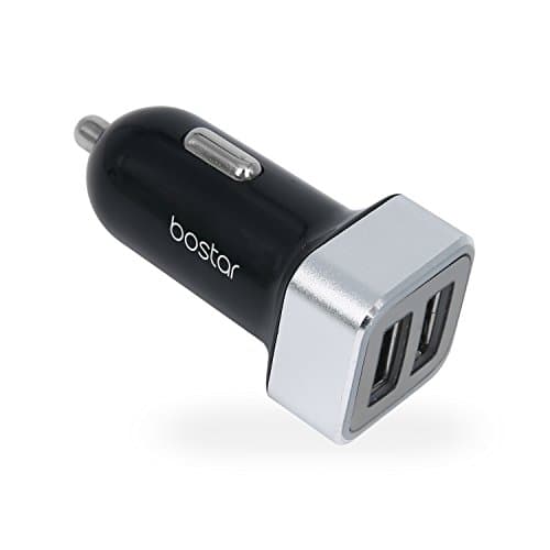 Bostar 2.4Amp(Max. 4.8Amp) Dual USB Car Charger for Apple iPhone 6/6S/6 Plus/6S Plus,Samsung Galaxy S6/S5/S4/S3,Motorola,HTC phone and other iOS and Androi (Black/Silver)