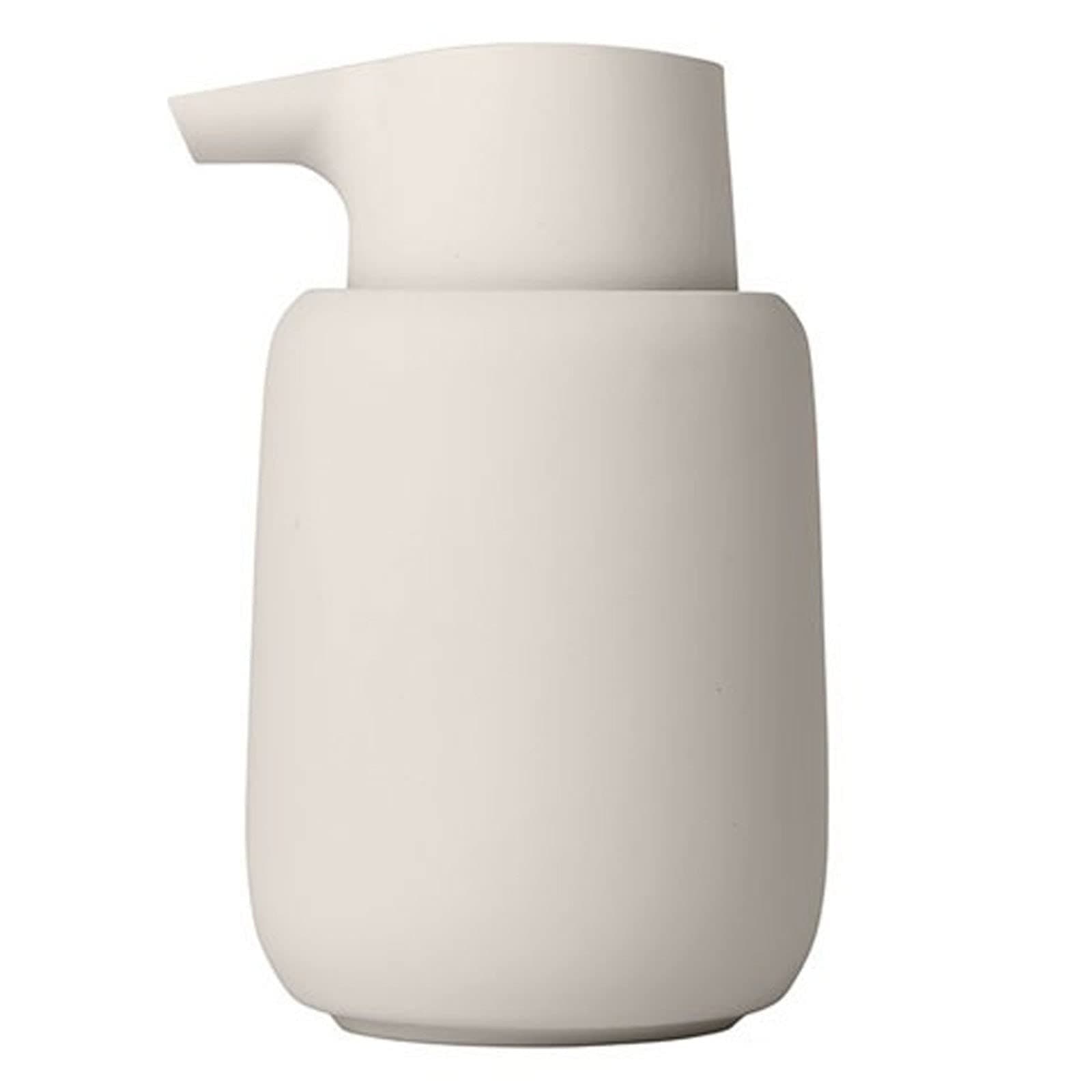 Blomus Soap Dispenser, Ceramic, plastic, silicone, Moonbeam, H 14 cm, T 9,5 cm, Ø 8,5, V 0,25 l