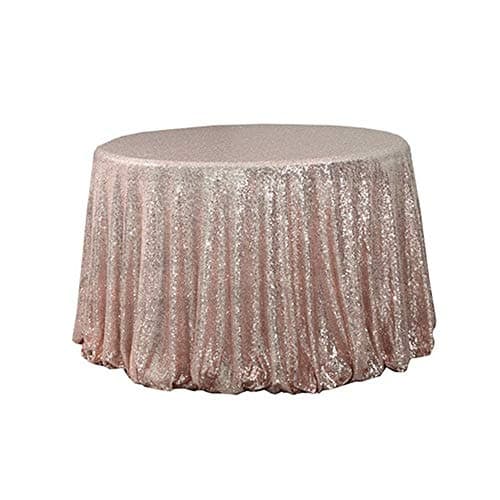 Trlyc Round Sequin Tablecloth-72 Sparkly Rose Gold Sequin Tablecloth Glitter Round Tablecloth for Party Wedding Valentine's Day Birthday Banquet