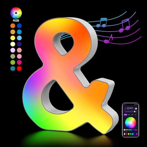 Light Up Letters USB Powered, LED Letter Lights Color Changing Alphabet Sign Gifts for Girls Women Party Birthday Decorations, APP Control, Night Light Christmas Valentine Wall Table Decor - &