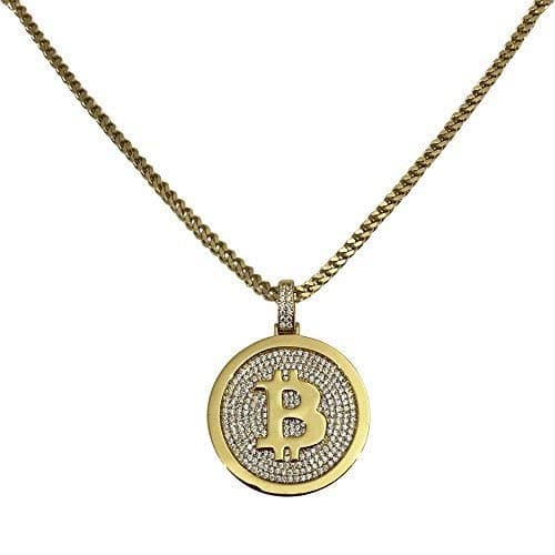 Gold Bitcoin Pendant with 22" Chain