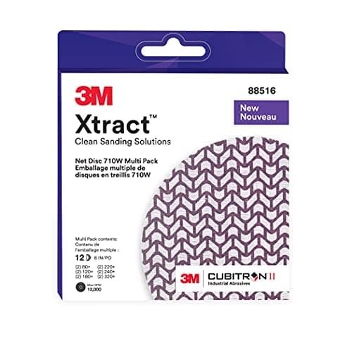 Xtract Cubitron II Net Disc 710W, 6 in, 12 Piece Multi-Pack Hook and Loop Sanding Discs, 80+, 120+, 180+, 220+, 240+, 320+, Virtually Dust-Free, Assorted Grades, 88516