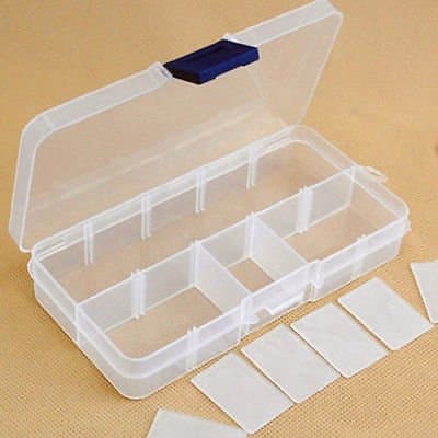 Plastic 10 Slots Adjustable Jewelry Pill Storage Box Case Craft Organizer Beads