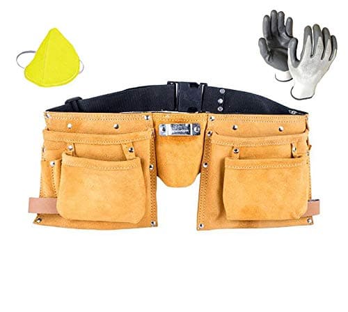 ISC Leather Tool Pouch Bag Belt Apron Multi Pocket Belt Multipurpose Work Combo