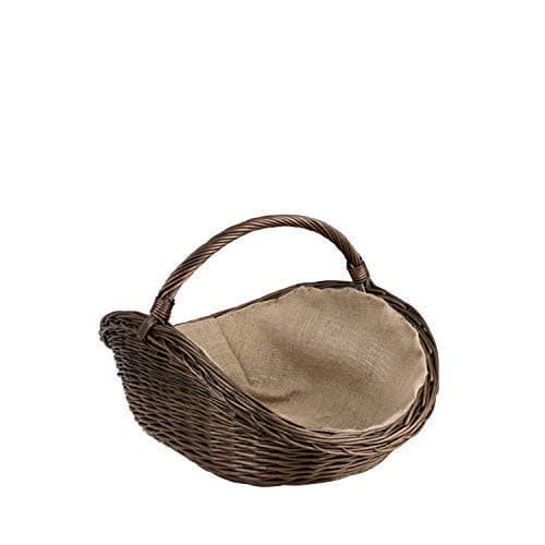 e-wicker24 Wicker Fireplace Basket Dark Brown Willow Wicker Basket for Firewood with Jute Edging