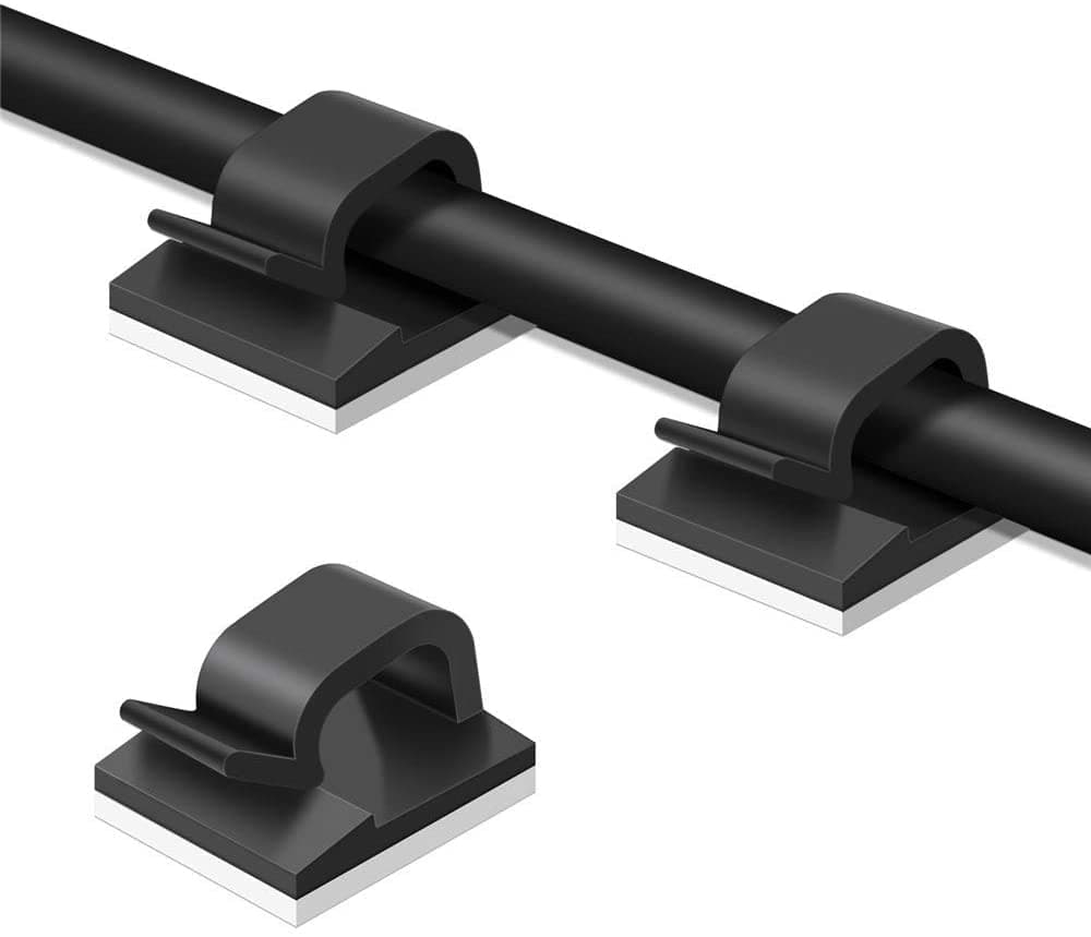 50pcs Cable Clips, Adhesive Cable Organizer Cord Holder, Durable Strong Cable Wire Management for Car, Office and Home (Black)