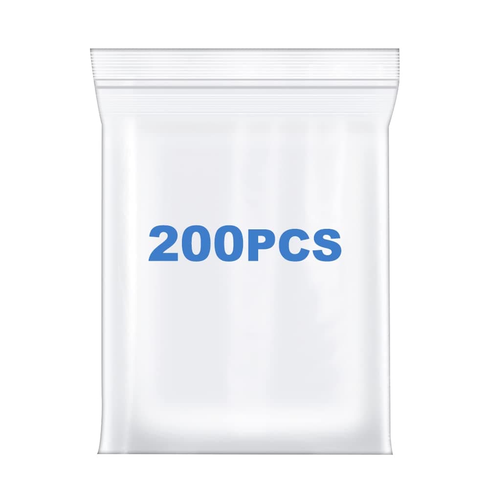200 PCS 2" x 2" Thick 4 Mil Small Clear Zip Poly Bags Plastic Reclosable Zip Seal Lock Bags Heavy-Duty Necklace Ring Coin Beads Jewelry Pill Zipper Bag