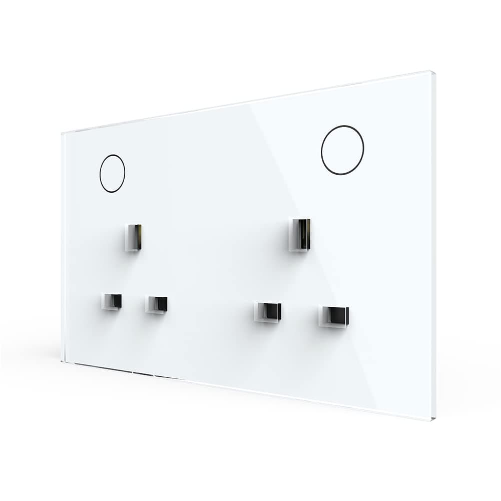 Livolo UK Standard Wall Power Socket with Remote Function,Crystal Glass Panel, 13A Wall Outlet, VL-W2C2UK-11