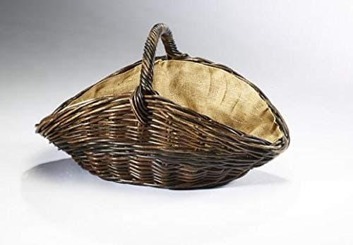 Log Rack / magazine Basket oval Wicker oval with Handle and removable Hessian lined