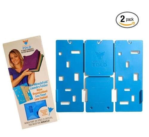 Miracle Fold Laundry Folder Clothes T-Shirts Pants Towels Organizer Fast Easy and Fun Time Saver, Blue (Pack of 2)
