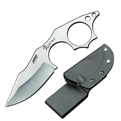 DELLE Fixed Blade JB01K-CP - Satin Polished 2.4" Blade, Stainless Steel Handle, Hard Molded Nylon Sheath, Neck/Boot Carry