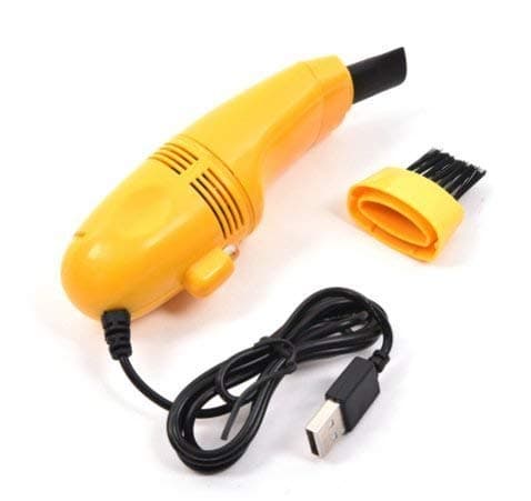 Gadgetzoon Mini USB Vacuum Cleaner for Computer & Keyboard - with Brush & Crevice Attachment | Great for Cleaning Dust, Crumbs, Paper scrapes, Eraser Shedding, Ash and Much More! (Yellow)