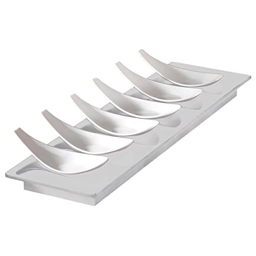 Mebel ED16-M02MV-GRY Rectangular Finger Food Set with Gray Base and 6 White Spoons