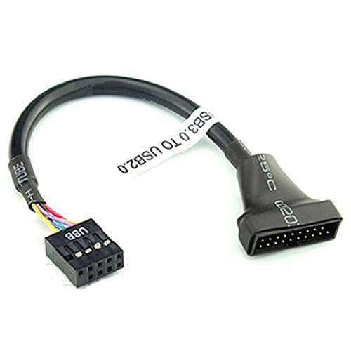 20 Pin USB 3.0 Male To 9 Pin USB 2.0 Female Motherboard Main-board Internal Header Adapter Converter Cable Cord For Desktop Computer PC (Black)
