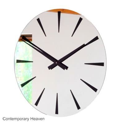 Black Chevron Mirror Wall Clock (34cm Diameter)