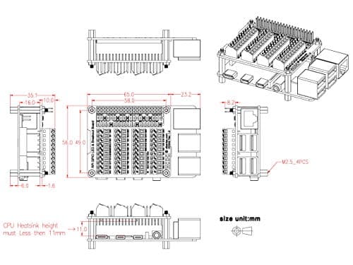 RPi GPIO Status LED & Terminal Block Breakout Board HAT for Raspberry Pi A+ 3A+ B+ 2B 3B 3B+ 4B