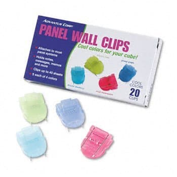 Advantus Wall Clips for Fabric Panels CLIP,WALL,COOL,AST,20/BX Q6460A (Pack of6)