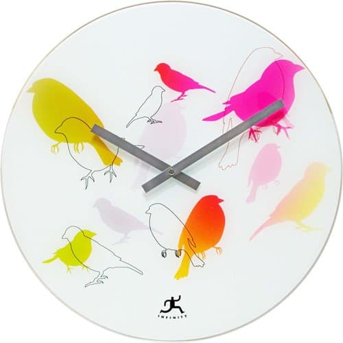 Infinity Instruments Bird Lovers 15" Glass Wall Clock