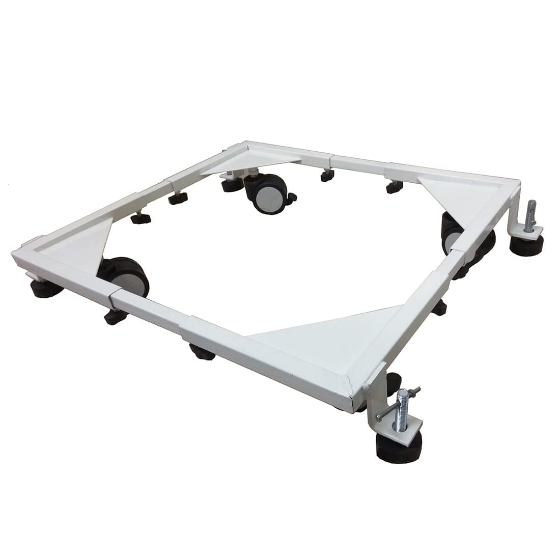 Smart Shelter Washing Machine Trolley for Fully and Semi Automatic, Front or Top Load, Fridge and Dishwasher Stand, Adjustable Metal and Wheels, Capacity 140Kg, White (Min: 17"x17", Max: 29"x29")