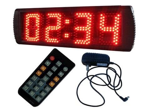 GOODRELIISH Red Color Double Sided Large LED Wall Clock 5" High 4 Digits LED Digital Clock with Countdown/up Function Support 12/24 Hour Display IR Remote Control Ultra Brightness