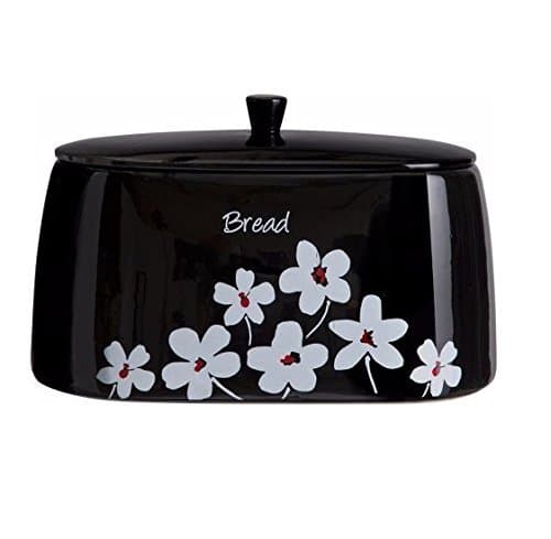 Empire Sterling Black Scatter Floral Stoneware Bread Bin
