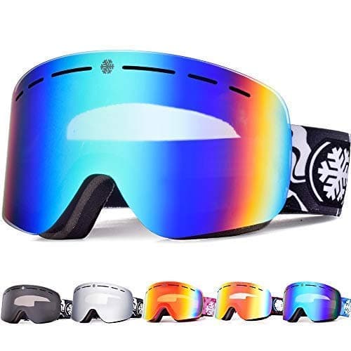 Snowledge Ski Goggles Men with Frameless Interchangeable Lens, Skiing Snowboard Goggles with OTG,Anti-Fog, 100% UV, Helmet Compatibility for Unisex Women Men (REVO Green)