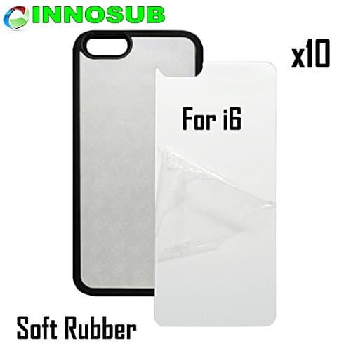 10 Black Blank iPhone 6 Rubber case Printable for heat and sublimation printing/Personalize/10 cases+10 insert
