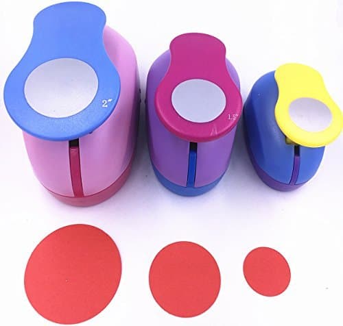TECH-P Set of 3 Circle Craft Punch Set - 2"+1.5"+1" Paper Punch Tool for Making Crafts, Scrapbooking, Garland, Dots, Hanging Decorations, Birthday Party, Wedding Decoration