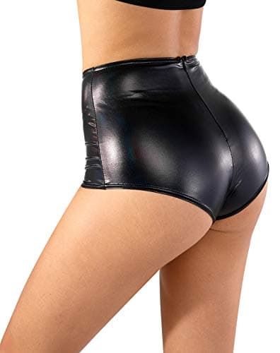Women Leather Metallic Shiny Short