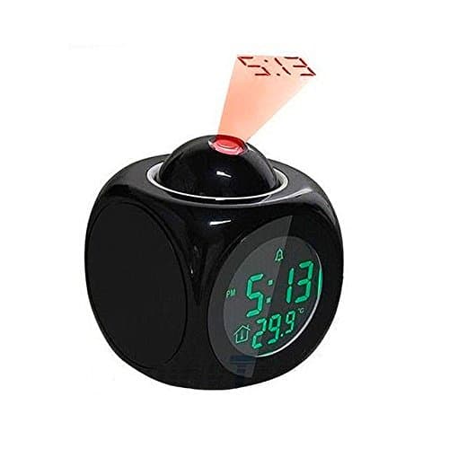 Plastic Smart Digital LCD Projection Snooze Table Clock - Black Color