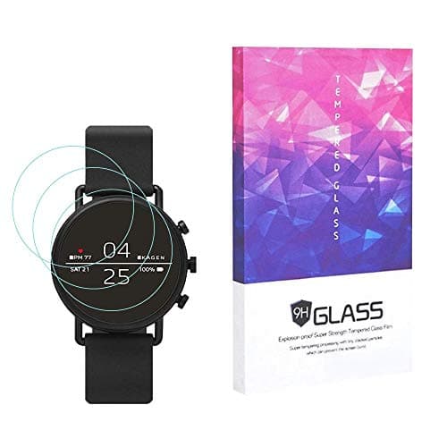3 Packs Tempered Glass Screen Protector foreaya 9H Hardness Protective Glass Compatible with Skagen Falster 2 Smartwatch,2.5D Full Coverage High Definition Premium Clear Smartwatch Accessories