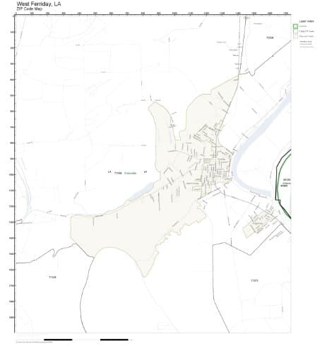 ZIP Code Wall Map of West Ferriday, LA ZIP Code Map Laminated