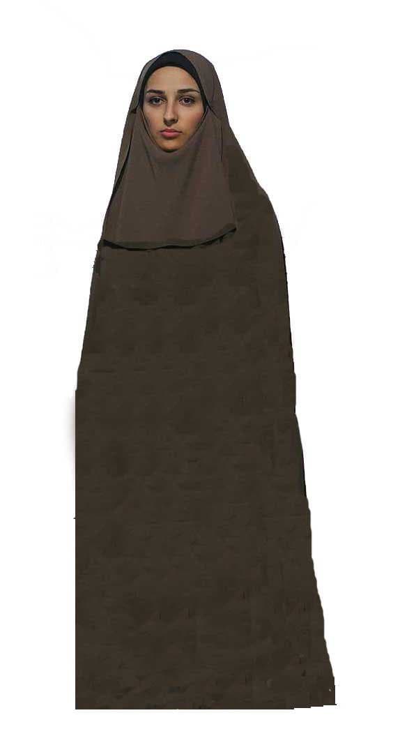 Egypt gift shops Brown Full Khimar + Elastic Half Niqab + Under scarf Set Muslim Women Wear KMR00010