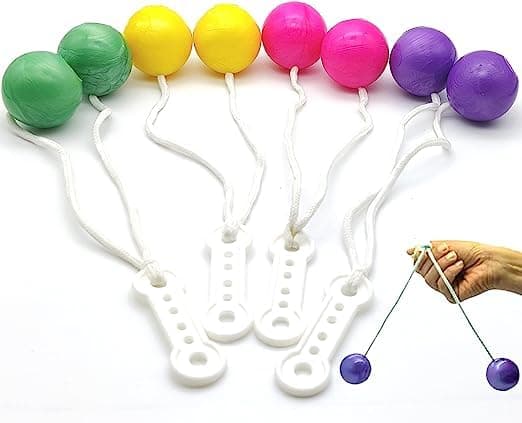 GGEROU Lato Lato Click Clacker Ball, 4 PCS Pro-Clackers Ball , Hand Wrist Exercise Ball,Colorful Clackers Knockers Balls- Assorted Clacker Balls on a String ,Swinging Ball Toys Fidget Knockers Toys