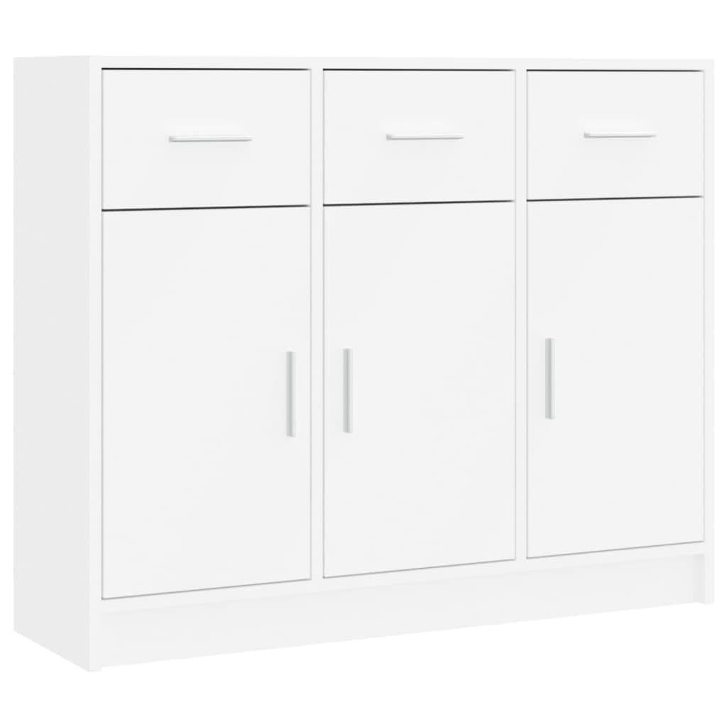 vidaXL White Sideboard - Modern Engineered Wood Buffet Cabinet with Ample Storage Space for Living Room or Office