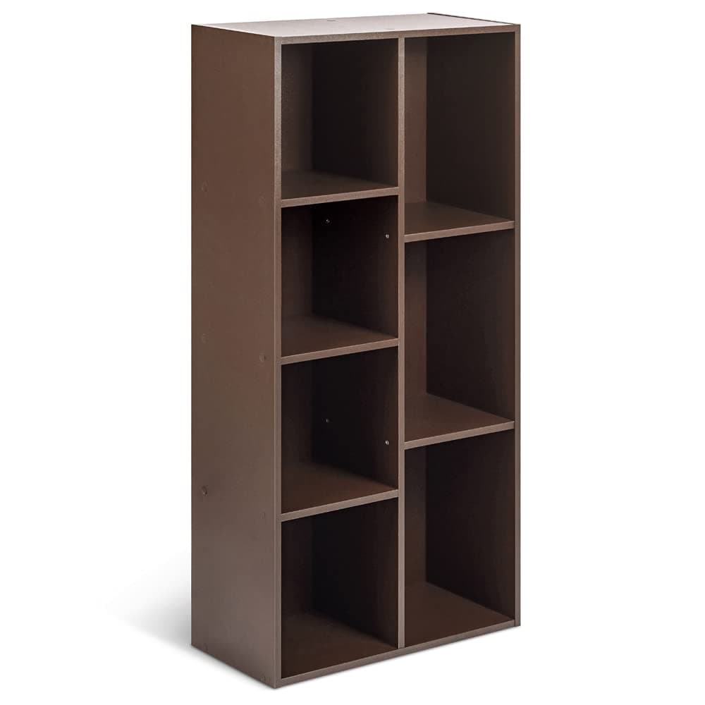 – Amazon Basics Bookcase with 7 Compartments, Office Shelf, Bookshelf, Living Room, Bedroom, Cube, Brown 50 x 24 x 106 cm