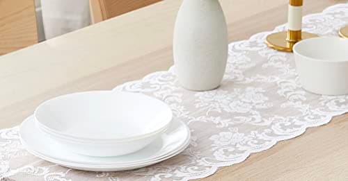 WARM HOME DESIGNS Wedding Table Runner. Extra Long 14 x 120 White Table Runner. Lace Table Runner Features Rose Design & 2 Attached Tassels. Wedding Table Runner from Lace Fabric. MTR White 120"